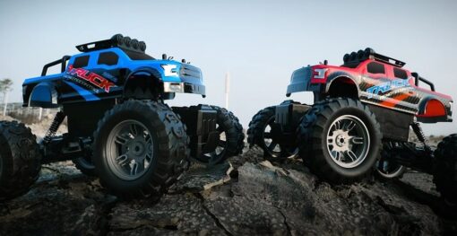 présentations de la Voiture Télécommandée Camion 4x4 bleue et rouge